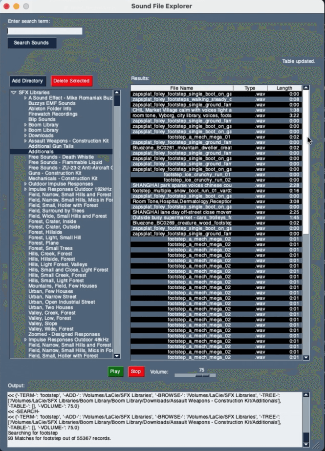 screenshot of Sound File Explorer